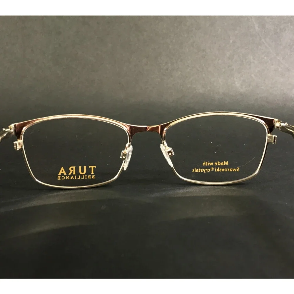 Tura Brilliance Eyeglasses Frames TE256 GLD Gold White Swarovski Cryst 50-17-135